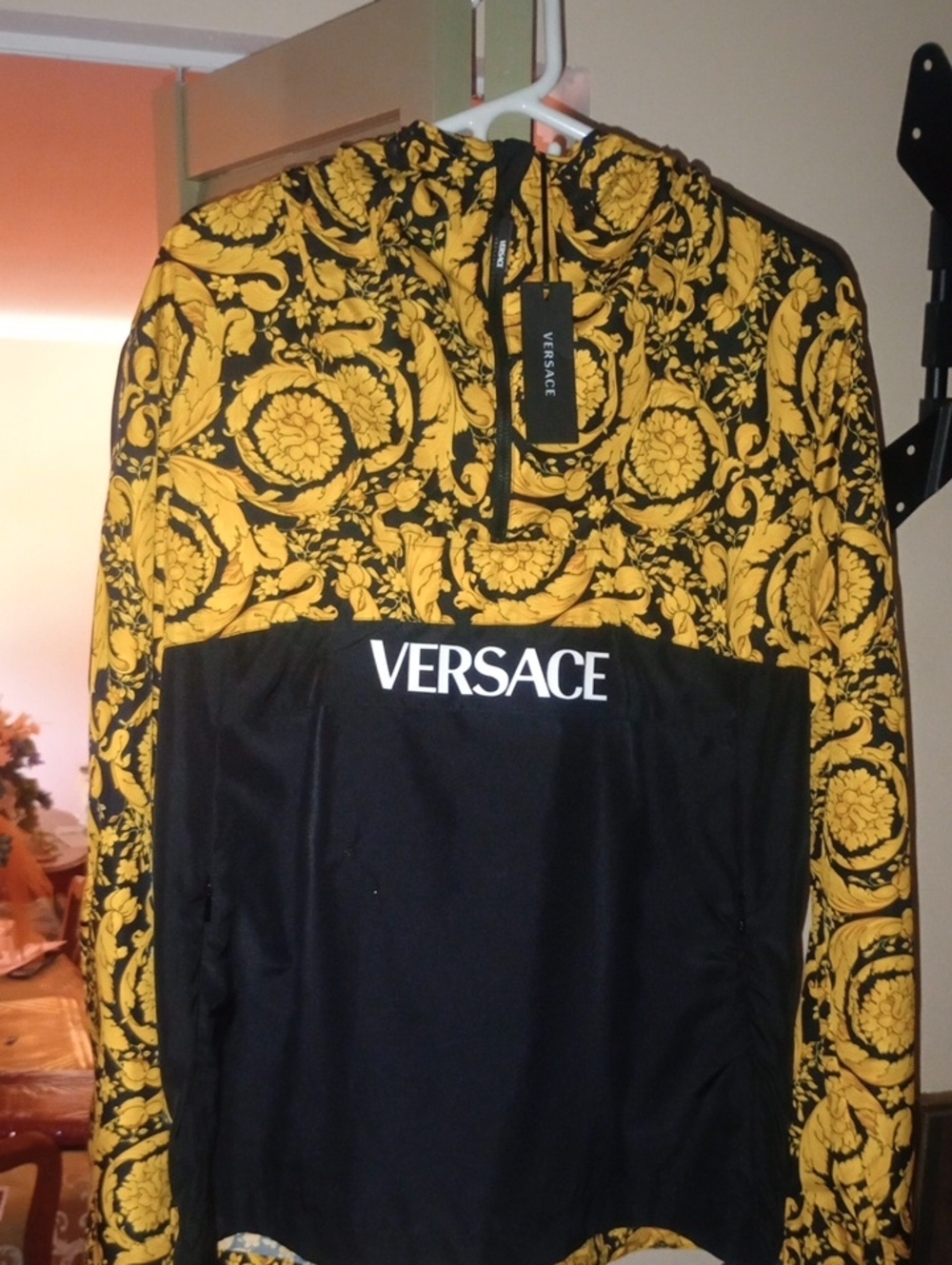 100% Authentic Versace Black and Gold Baroque Pullover Hoodie